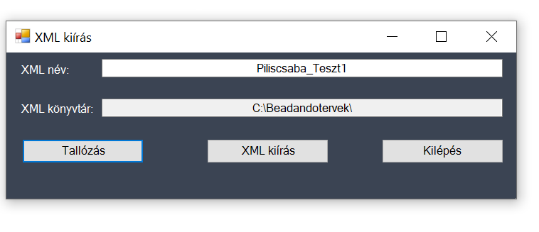 XML kiírás panel