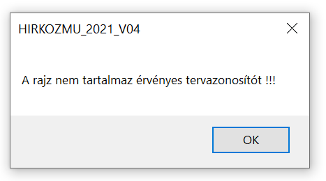 Tervazonosító hibaüzenet