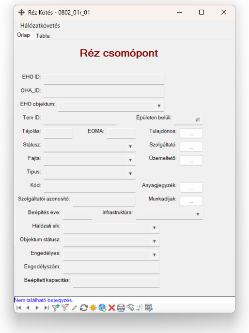 Réz csomópont űrlap