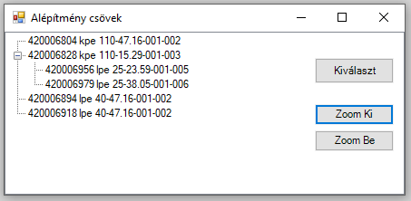 Egy nyomvonalon lévő csövek közül egy cső kiválasztása