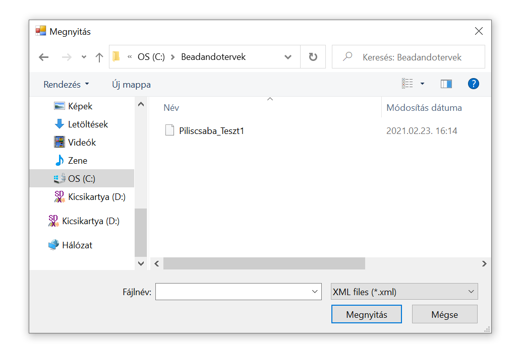 XML beolvasás tallózás
